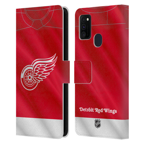 NHL Detroit Red Wings Jersey Leather Book Wallet Case Cover For Samsung Galaxy M30s (2019)/M21 (2020)