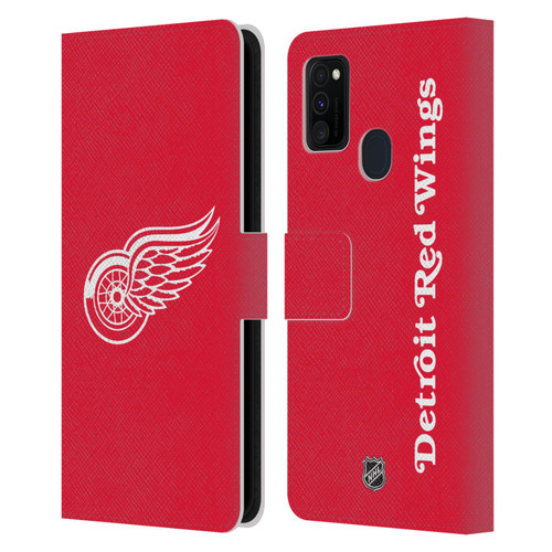 NHL Detroit Red Wings Plain Leather Book Wallet Case Cover For Samsung Galaxy M30s (2019)/M21 (2020)