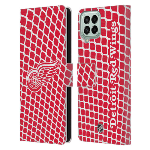 NHL Detroit Red Wings Net Pattern Leather Book Wallet Case Cover For Samsung Galaxy M53 (2022)