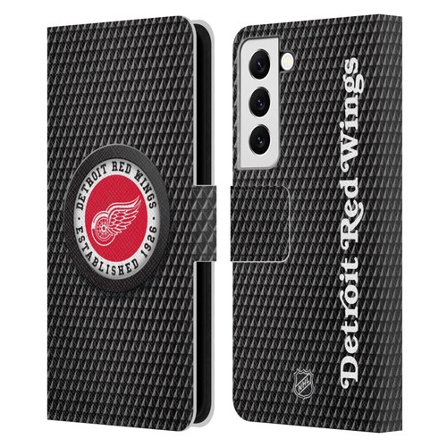 NHL Detroit Red Wings Puck Texture Leather Book Wallet Case Cover For Samsung Galaxy S22 5G