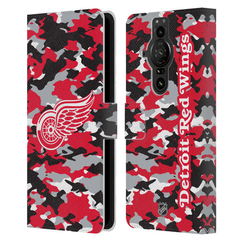NHL Detroit Red Wings Camouflage Leather Book Wallet Case Cover For Sony Xperia Pro-I