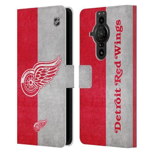 NHL Detroit Red Wings Half Distressed Leather Book Wallet Case Cover For Sony Xperia Pro-I