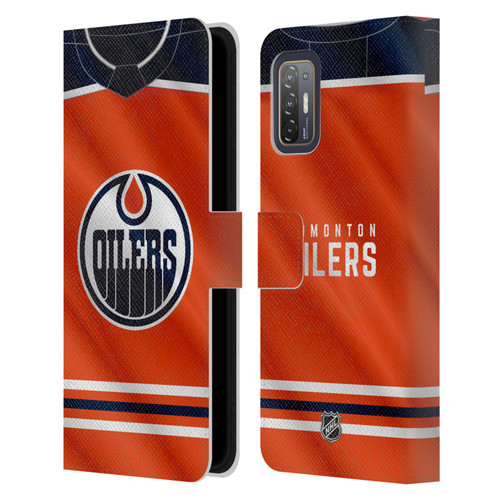 NHL Edmonton Oilers Jersey Leather Book Wallet Case Cover For HTC Desire 21 Pro 5G