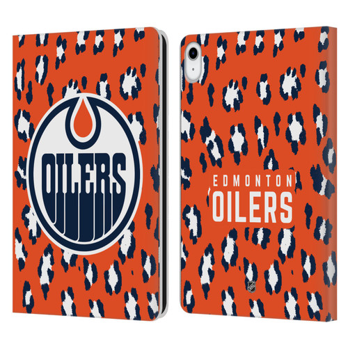 NHL Edmonton Oilers Leopard Patten Leather Book Wallet Case Cover For Apple iPad 10.9 (2022)