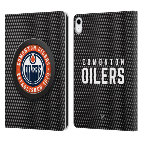 NHL Edmonton Oilers Puck Texture Leather Book Wallet Case Cover For Apple iPad 10.9 (2022)