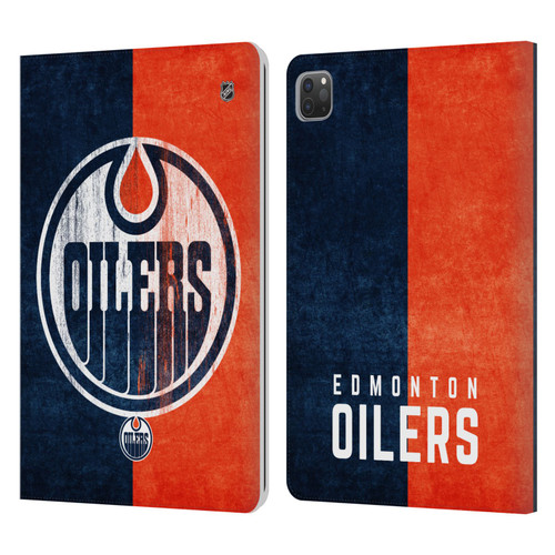 NHL Edmonton Oilers Half Distressed Leather Book Wallet Case Cover For Apple iPad Pro 11 2020 / 2021 / 2022