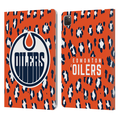 NHL Edmonton Oilers Leopard Patten Leather Book Wallet Case Cover For Apple iPad Pro 11 2020 / 2021 / 2022