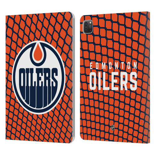 NHL Edmonton Oilers Net Pattern Leather Book Wallet Case Cover For Apple iPad Pro 11 2020 / 2021 / 2022