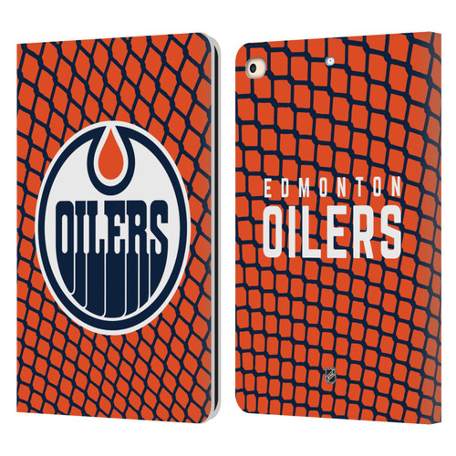 NHL Edmonton Oilers Net Pattern Leather Book Wallet Case Cover For Apple iPad 9.7 2017 / iPad 9.7 2018