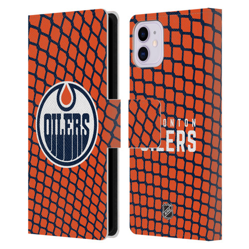 NHL Edmonton Oilers Net Pattern Leather Book Wallet Case Cover For Apple iPhone 11