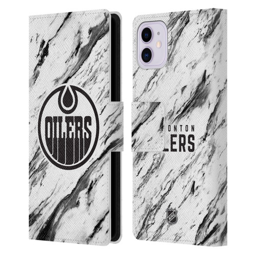 NHL Edmonton Oilers Marble Leather Book Wallet Case Cover For Apple iPhone 11