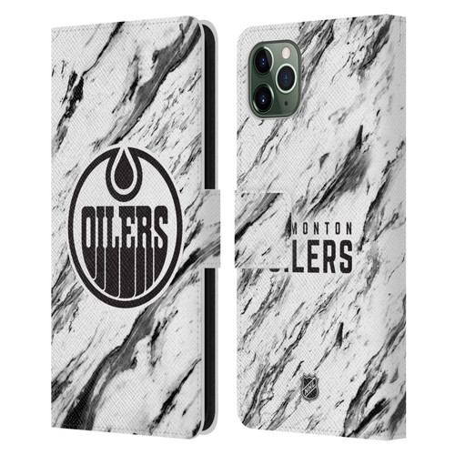NHL Edmonton Oilers Marble Leather Book Wallet Case Cover For Apple iPhone 11 Pro Max