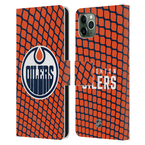NHL Edmonton Oilers Net Pattern Leather Book Wallet Case Cover For Apple iPhone 11 Pro Max