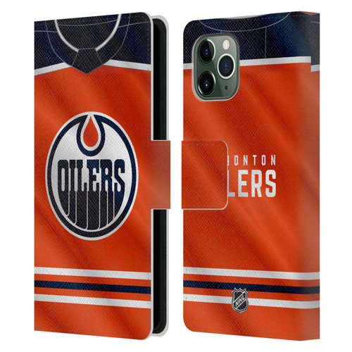 NHL Edmonton Oilers Jersey Leather Book Wallet Case Cover For Apple iPhone 11 Pro