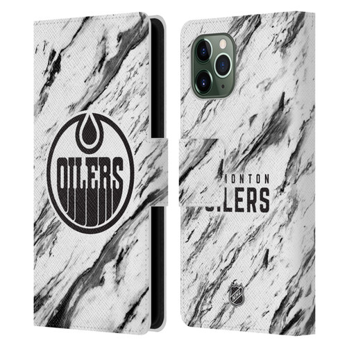 NHL Edmonton Oilers Marble Leather Book Wallet Case Cover For Apple iPhone 11 Pro