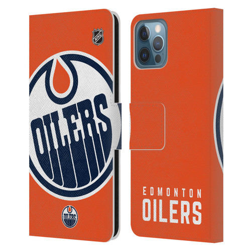 NHL Edmonton Oilers Oversized Leather Book Wallet Case Cover For Apple iPhone 12 / iPhone 12 Pro