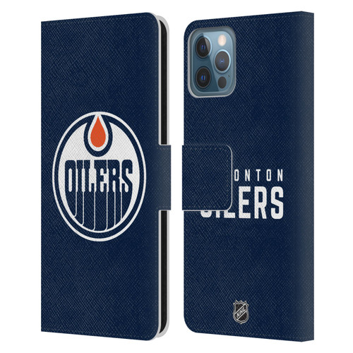 NHL Edmonton Oilers Plain Leather Book Wallet Case Cover For Apple iPhone 12 / iPhone 12 Pro