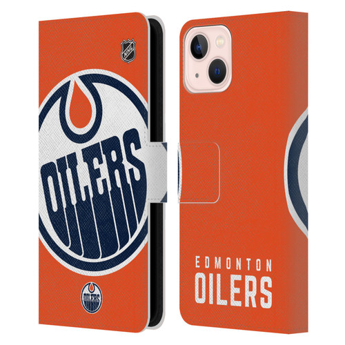 NHL Edmonton Oilers Oversized Leather Book Wallet Case Cover For Apple iPhone 13