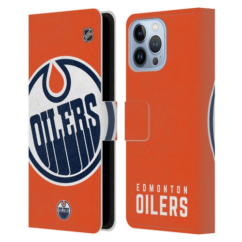 NHL Edmonton Oilers Oversized Leather Book Wallet Case Cover For Apple iPhone 13 Pro Max