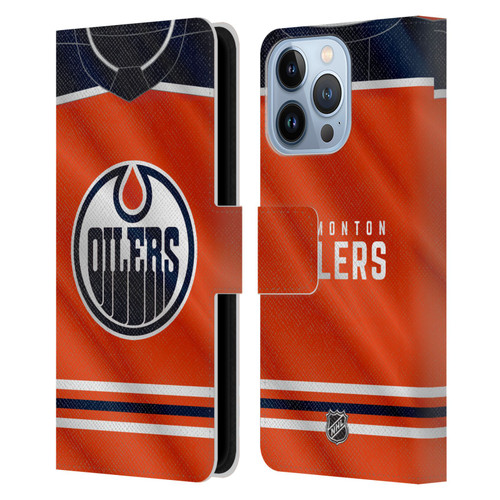 NHL Edmonton Oilers Jersey Leather Book Wallet Case Cover For Apple iPhone 13 Pro