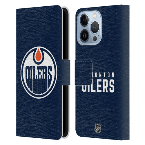 NHL Edmonton Oilers Plain Leather Book Wallet Case Cover For Apple iPhone 13 Pro