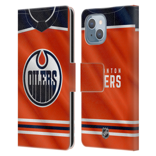 NHL Edmonton Oilers Jersey Leather Book Wallet Case Cover For Apple iPhone 14