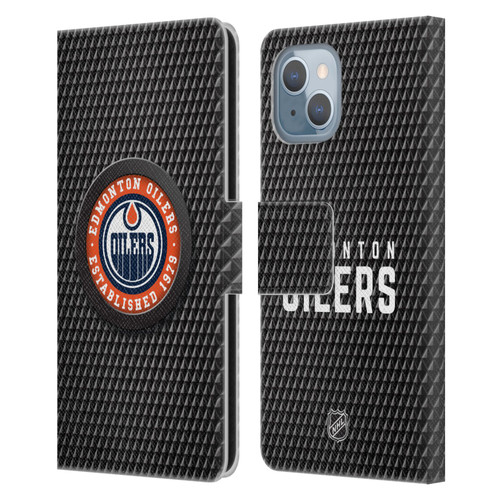 NHL Edmonton Oilers Puck Texture Leather Book Wallet Case Cover For Apple iPhone 14