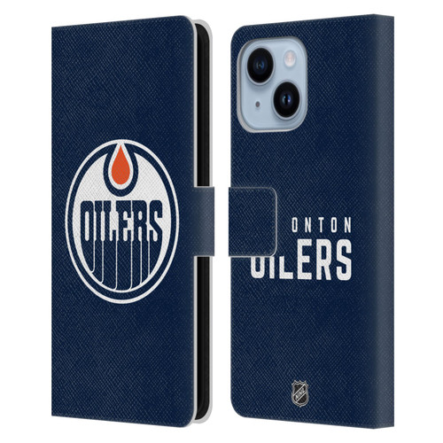 NHL Edmonton Oilers Plain Leather Book Wallet Case Cover For Apple iPhone 14 Plus