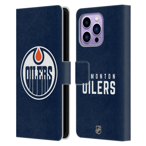 NHL Edmonton Oilers Plain Leather Book Wallet Case Cover For Apple iPhone 14 Pro Max