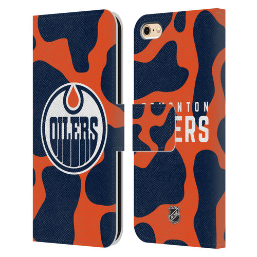 NHL Edmonton Oilers Cow Pattern Leather Book Wallet Case Cover For Apple iPhone 6 / iPhone 6s