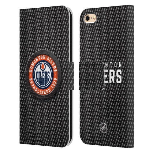 NHL Edmonton Oilers Puck Texture Leather Book Wallet Case Cover For Apple iPhone 6 / iPhone 6s