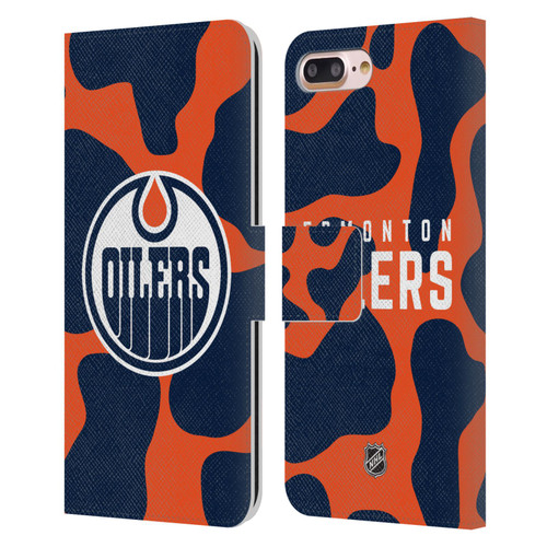 NHL Edmonton Oilers Cow Pattern Leather Book Wallet Case Cover For Apple iPhone 7 Plus / iPhone 8 Plus