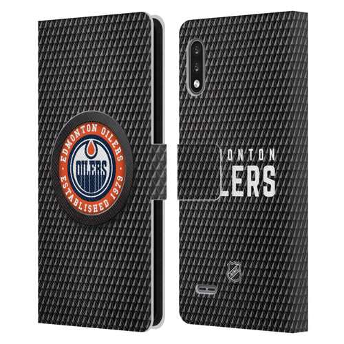 NHL Edmonton Oilers Puck Texture Leather Book Wallet Case Cover For LG K22