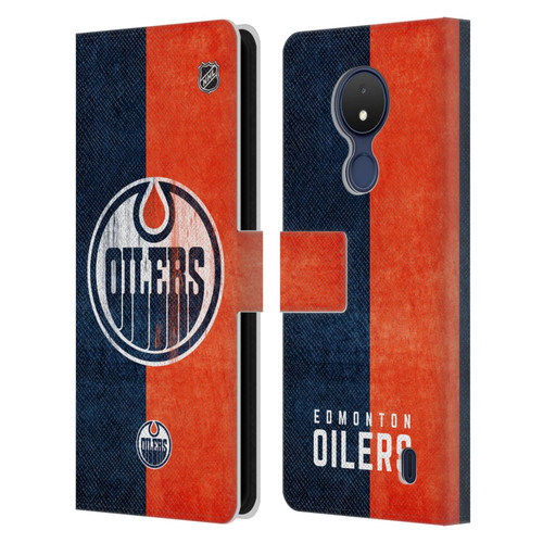 NHL Edmonton Oilers Half Distressed Leather Book Wallet Case Cover For Nokia C21