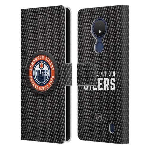 NHL Edmonton Oilers Puck Texture Leather Book Wallet Case Cover For Nokia C21