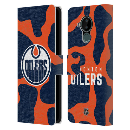 NHL Edmonton Oilers Cow Pattern Leather Book Wallet Case Cover For Nokia C30