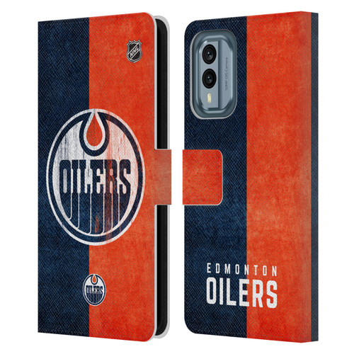 NHL Edmonton Oilers Half Distressed Leather Book Wallet Case Cover For Nokia X30
