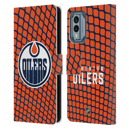 NHL Edmonton Oilers Net Pattern Leather Book Wallet Case Cover For Nokia X30