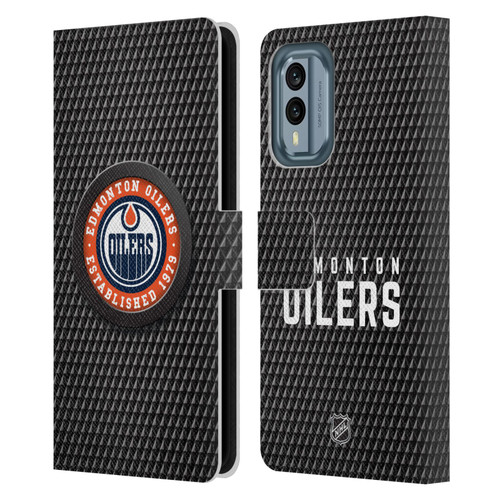 NHL Edmonton Oilers Puck Texture Leather Book Wallet Case Cover For Nokia X30