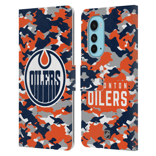 NHL Edmonton Oilers Camouflage Leather Book Wallet Case Cover For Motorola Edge (2022)