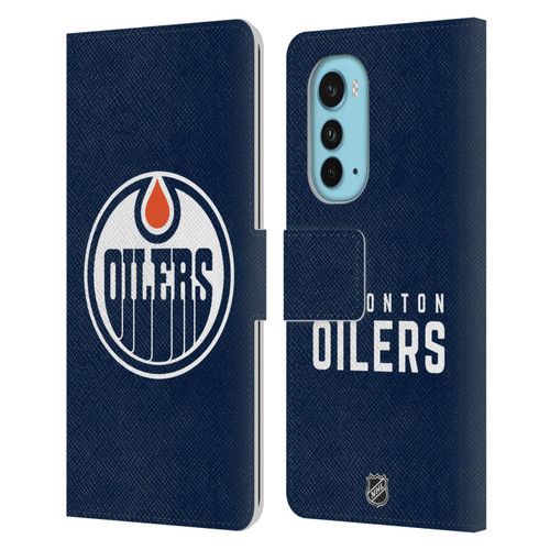 NHL Edmonton Oilers Plain Leather Book Wallet Case Cover For Motorola Edge (2022)