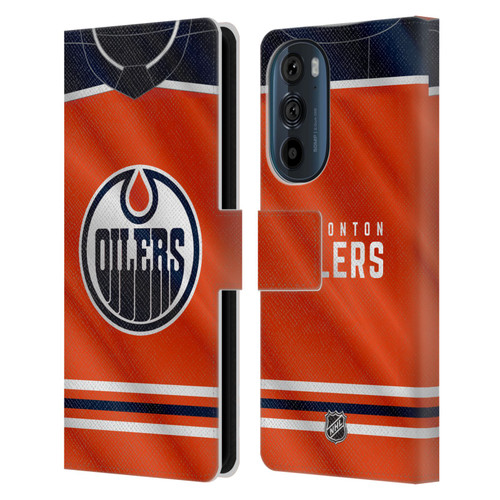 NHL Edmonton Oilers Jersey Leather Book Wallet Case Cover For Motorola Edge 30