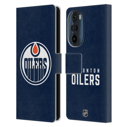 NHL Edmonton Oilers Plain Leather Book Wallet Case Cover For Motorola Edge 30
