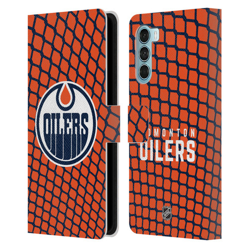 NHL Edmonton Oilers Net Pattern Leather Book Wallet Case Cover For Motorola Edge S30 / Moto G200 5G