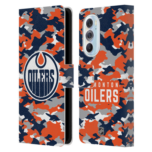 NHL Edmonton Oilers Camouflage Leather Book Wallet Case Cover For Motorola Edge X30