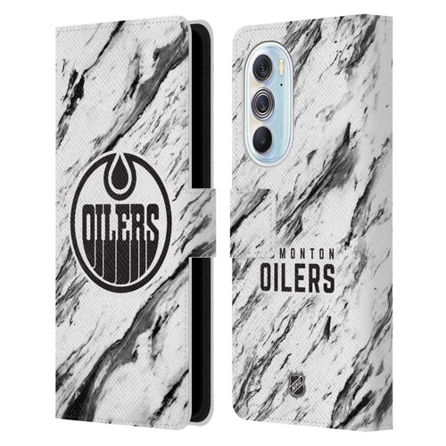 NHL Edmonton Oilers Marble Leather Book Wallet Case Cover For Motorola Edge X30