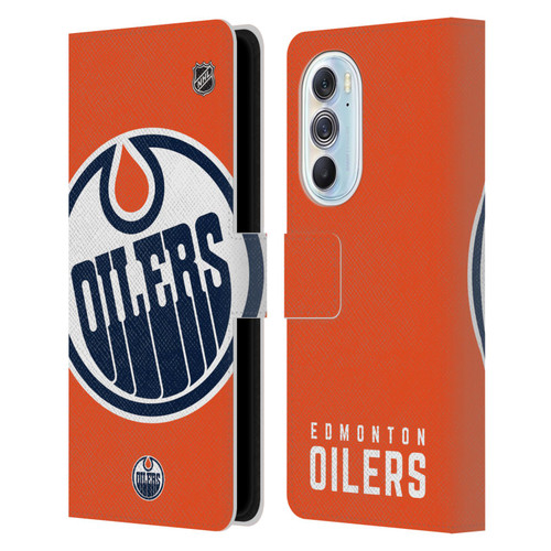 NHL Edmonton Oilers Oversized Leather Book Wallet Case Cover For Motorola Edge X30