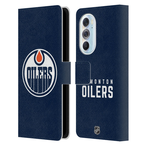 NHL Edmonton Oilers Plain Leather Book Wallet Case Cover For Motorola Edge X30