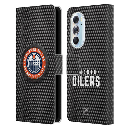 NHL Edmonton Oilers Puck Texture Leather Book Wallet Case Cover For Motorola Edge X30