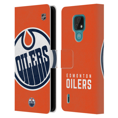 NHL Edmonton Oilers Oversized Leather Book Wallet Case Cover For Motorola Moto E7